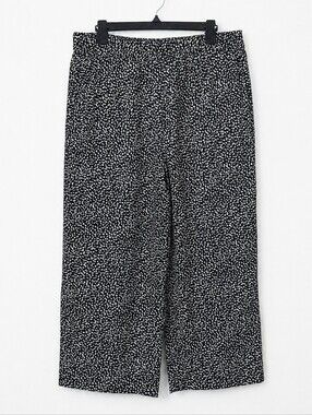 LOFT Wide Leg Black and White Speckled Pants Stretch Women's Petite Large